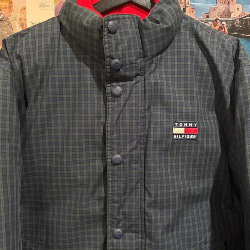 Tommy hilfiger green striped plaid